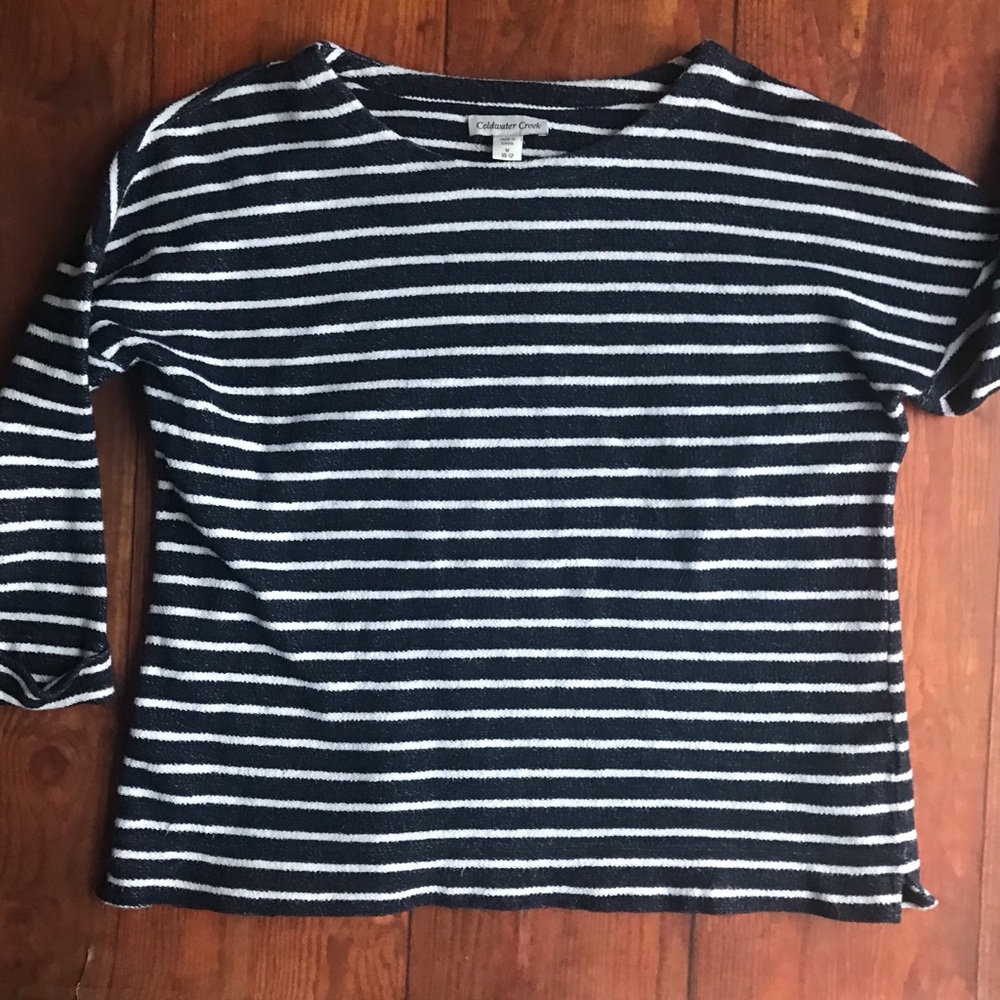 Coldwater Creek Navy Striped Long Sleeve Top - Picture 6 of 10